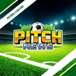 An engaging and dynamic profile picture for a football news channel named 'Pitch News'