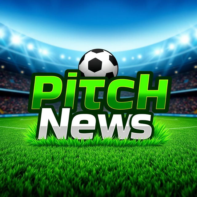 An engaging and dynamic profile picture for a football news channel named 'Pitch News'