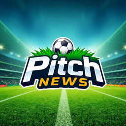 An engaging and dynamic profile picture for a football news channel named 'Pitch News'