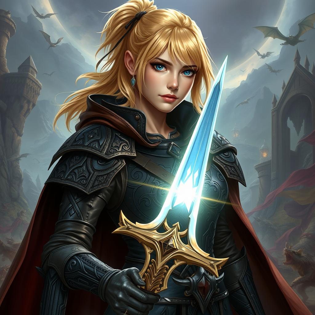 An epic Dungeons and Dragons artwork of an 18-year-old human female character
