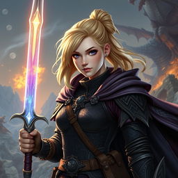 An epic Dungeons and Dragons artwork of an 18-year-old human female character
