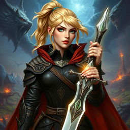 An epic Dungeons and Dragons artwork of an 18-year-old human female character