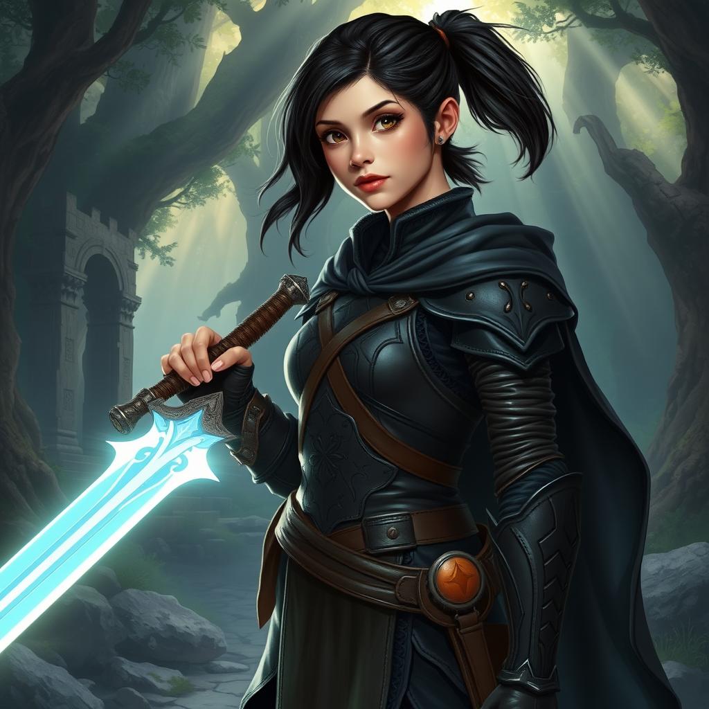 A Dungeons and Dragons inspired scene featuring a teenage human female character