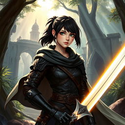 A Dungeons and Dragons inspired scene featuring a teenage human female character
