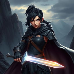 An intense teenage human female character inspired by Dungeons and Dragons