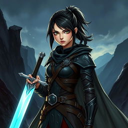 An intense teenage human female character inspired by Dungeons and Dragons
