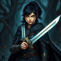 An intense teenage human female character inspired by Dungeons and Dragons