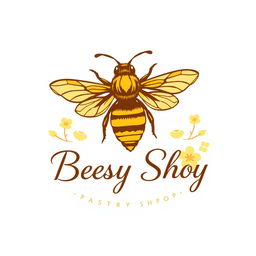 A beautifully designed logo for a pastry shop that features a stylized bee as the primary element