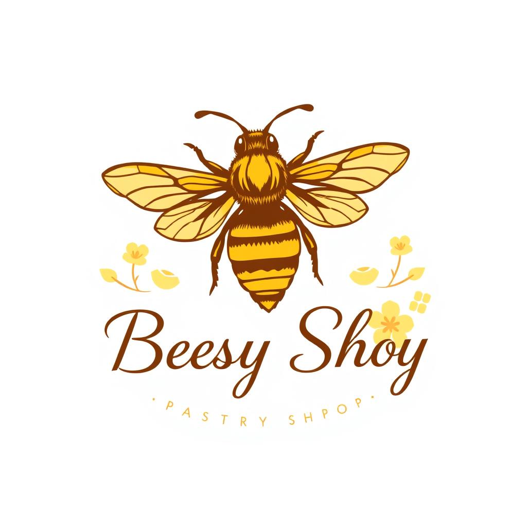 A beautifully designed logo for a pastry shop that features a stylized bee as the primary element