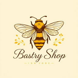 A beautifully designed logo for a pastry shop that features a stylized bee as the primary element