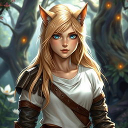 A young female human DnD character depicted in a vibrant fantasy setting