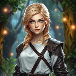 A young female human DnD character, exuding confidence and bravery