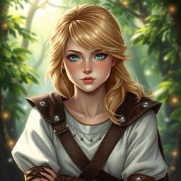 A young female human DnD character, exuding confidence and bravery