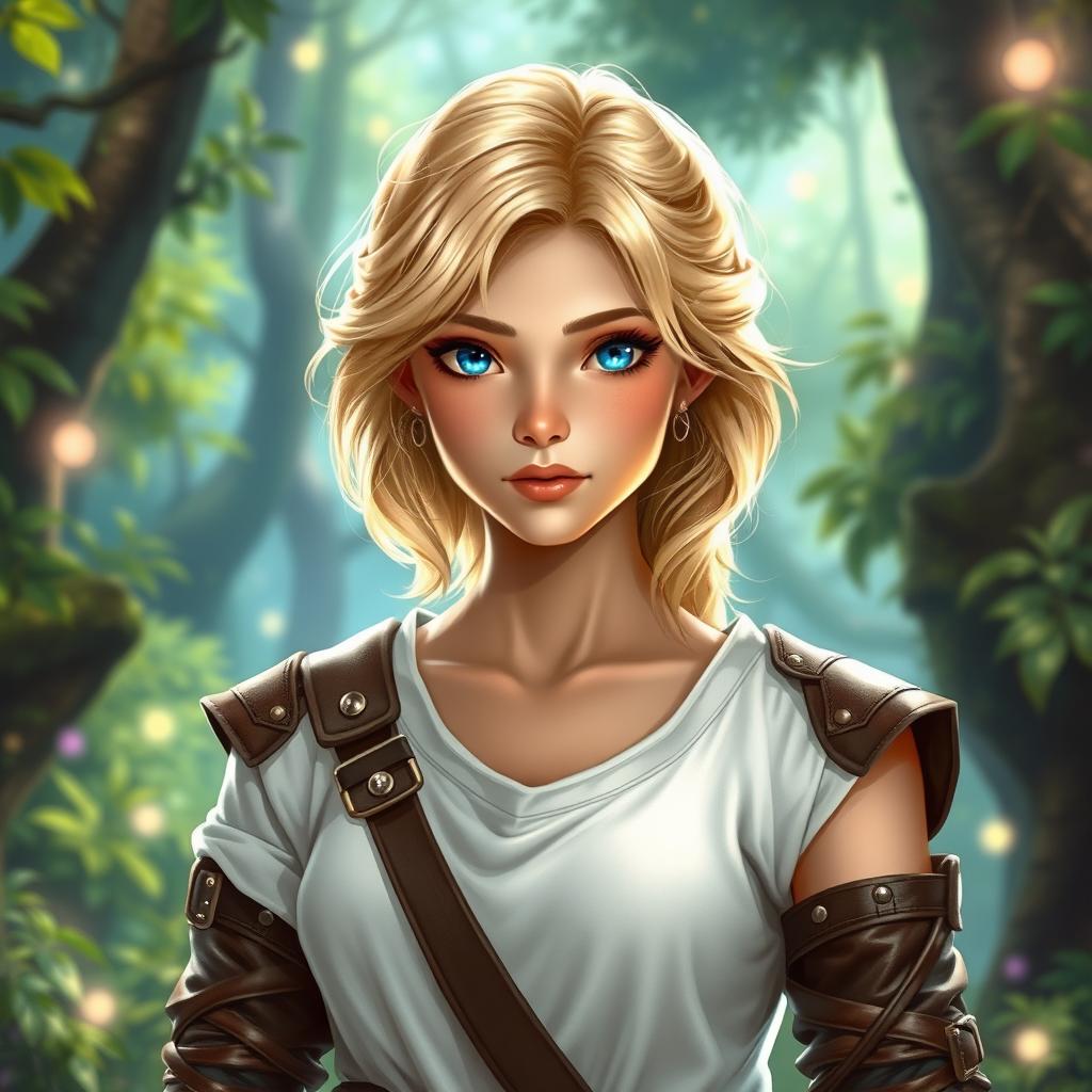 A young female human DnD character, exuding confidence and bravery