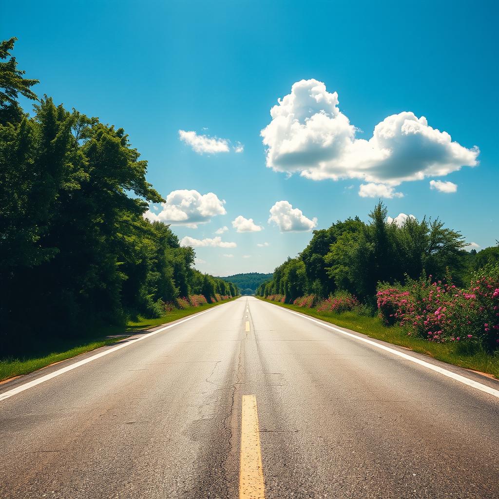 A scenic view of a dashing concrete road that stretches into the horizon
