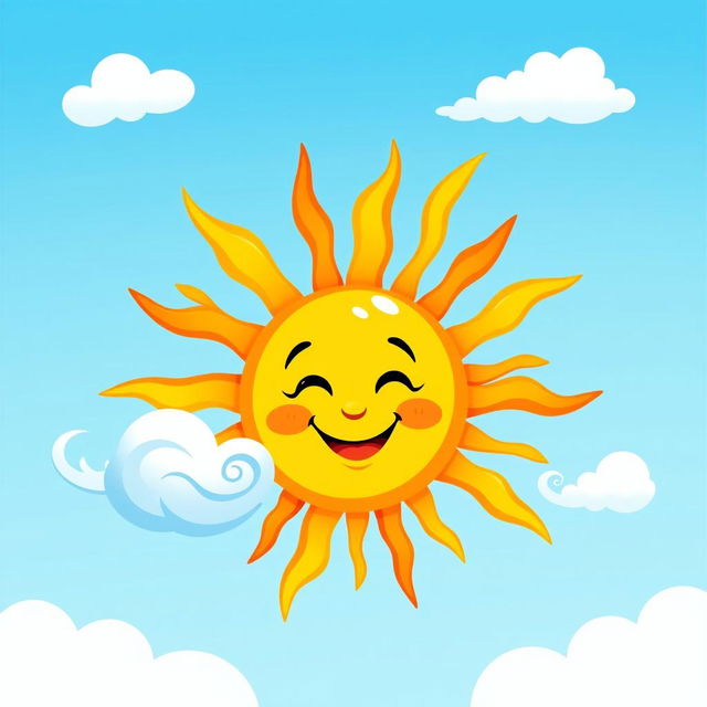 A vibrant and colorful vector artwork of the sun, featuring radiant sunrays in a bright yellow and orange gradient with splashes of red at the tips