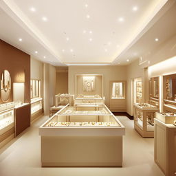 A 25 feet by 10 feet jewellery shop, showcasing sophisticated and elegant design elements.