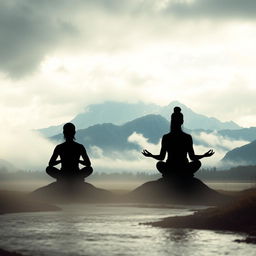 A thought-provoking and enigmatic image representing anger prevention, featuring a serene landscape where nature calms turbulent emotions