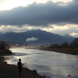 A thought-provoking and enigmatic image representing anger prevention, featuring a serene landscape where nature calms turbulent emotions