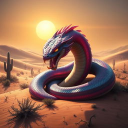 A mythical desert creature, depicted as a fierce, fantastical serpent
