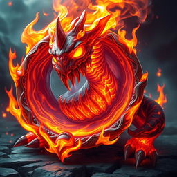 A fantastical and magical creature resembling a hollow plate, crafted with sharp teeth made of fire inside it