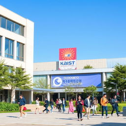 A modern campus scene featuring the Sodiq school building prominently in the foreground, showcasing its contemporary architectural design