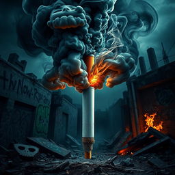 A visually striking and metaphorical image representing a cigarette that symbolizes destruction for teenagers