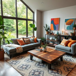 A beautifully decorated living room featuring a modern design