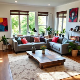 A beautifully decorated living room featuring a modern design