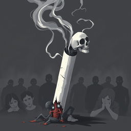 A dark and moody illustration of a cigarette designed to represent its harmful effects on teenagers