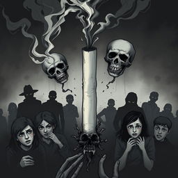 A dark and moody illustration of a cigarette designed to represent its harmful effects on teenagers