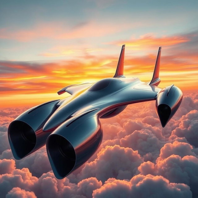 A futuristic aircraft design featuring two distinct legs, resembling sleek jet engines with advanced technology