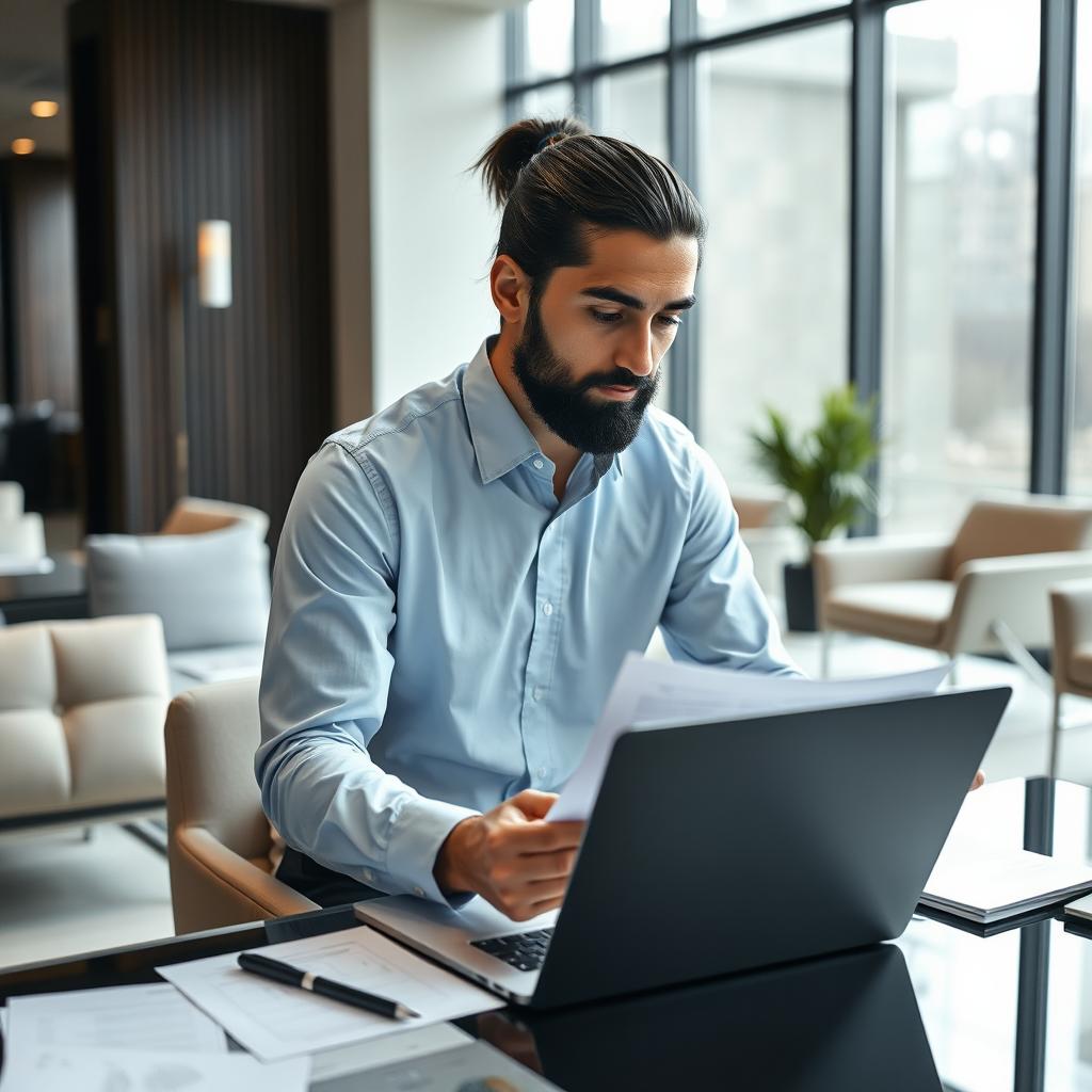 Focused Auditor in Action: Modern Office Vibes