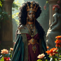 A stunningly beautiful thick black queen from the beginning of time, radiating power and grace