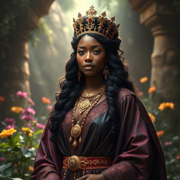 A stunningly beautiful thick black queen from the beginning of time, radiating power and grace