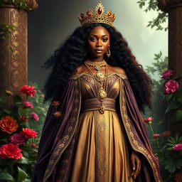 A stunningly beautiful thick black queen from the beginning of time, radiating power and grace