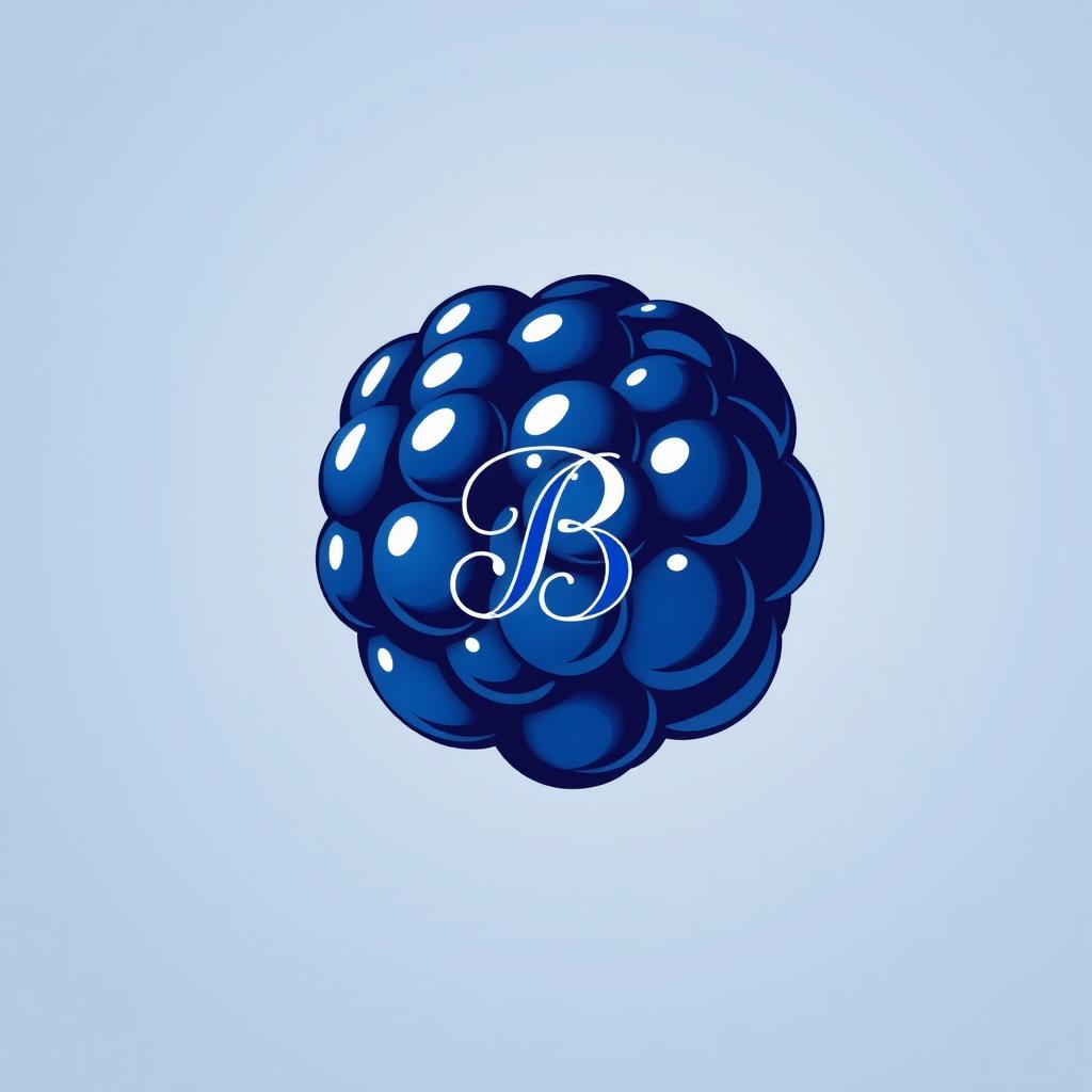 A blue blackberry featuring an elegant monogram with the letter 'B' at the center