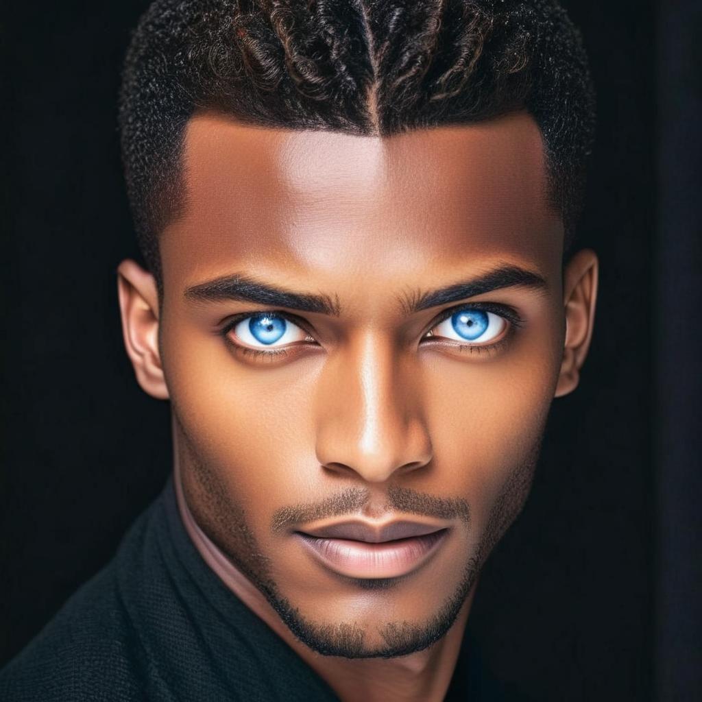 teenager , the hero of a fantasy novel, dark hair, blue eyes, dark skin,  very handsome, powerful gaze, truth master , ironic gaze, mysterios , fantasy