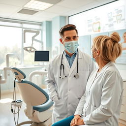 A bright and inviting dental clinic interior, featuring modern dental equipment, a comfortable patient chair, and large windows allowing natural light to flood the space