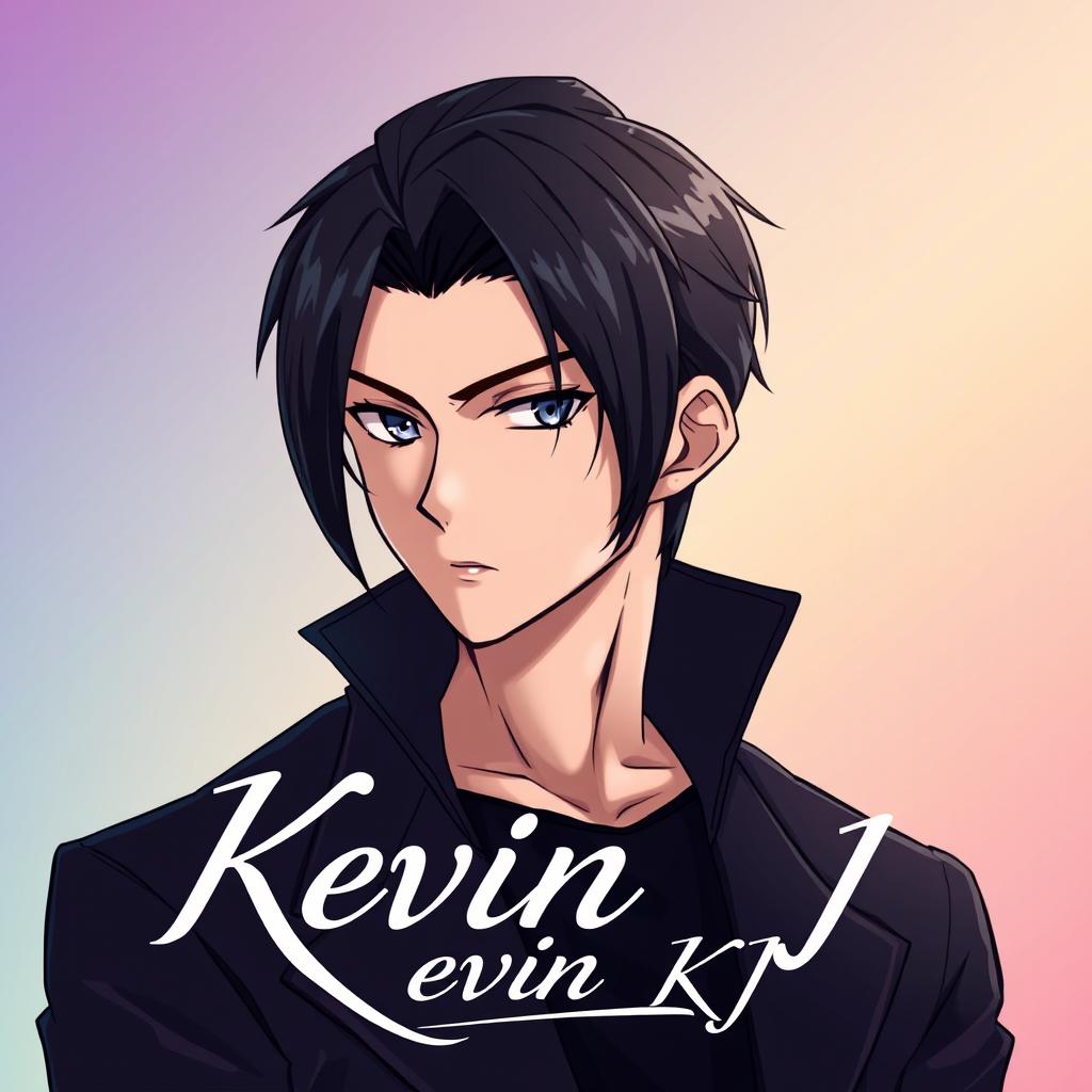 Anime-style profile picture featuring a handsome male character with sleek black hair