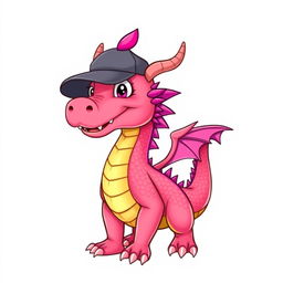 A vibrant dragon featuring striking hot pink details, including bright scales and accents