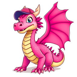 A vibrant dragon featuring striking hot pink details, including bright scales and accents