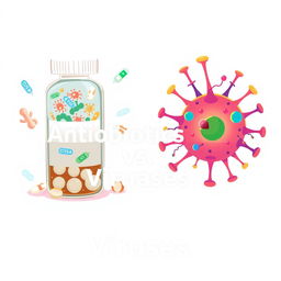 A visually engaging educational illustration depicting the relationship between antibiotics and viruses