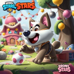 A creatively reimagined scene featuring Ruffs from Brawl Stars in a whimsical, fantastical setting