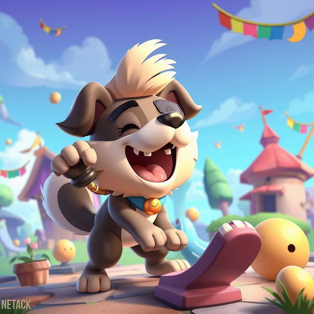 A creatively reimagined scene featuring Ruffs from Brawl Stars in a whimsical, fantastical setting