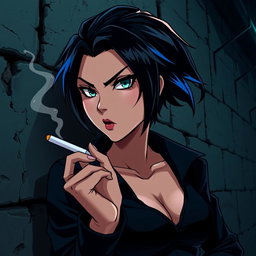 A detailed portrayal of Sevika from the animated series Arcane, depicted as a strong and confident character
