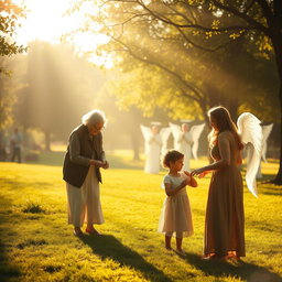 A serene and ethereal scene depicting the subtle presence of angels in everyday life