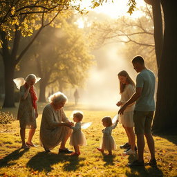 A serene and ethereal scene depicting the subtle presence of angels in everyday life