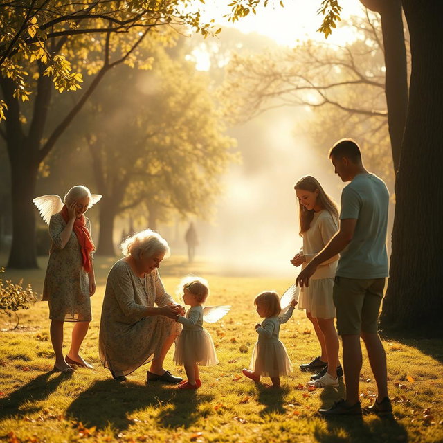 A serene and ethereal scene depicting the subtle presence of angels in everyday life