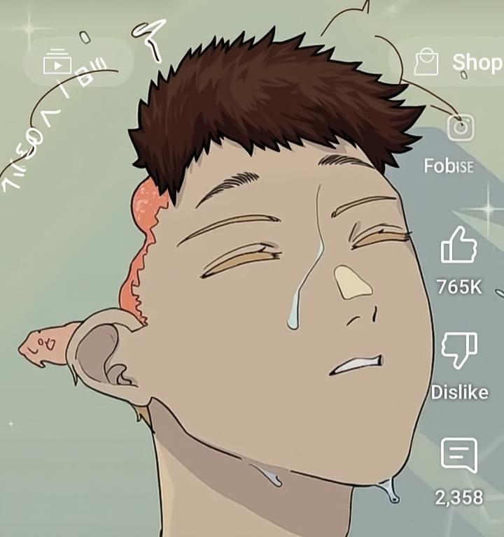 A stylized illustration of a young man with a bad boy haircut, featuring short on the sides and longer, tousled hair on top